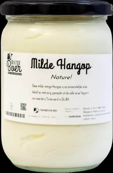 Glazen pot milde hangop naturel