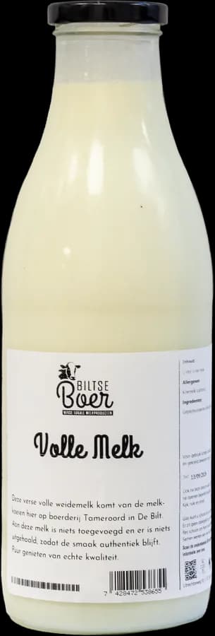 Glazen fles volle melk